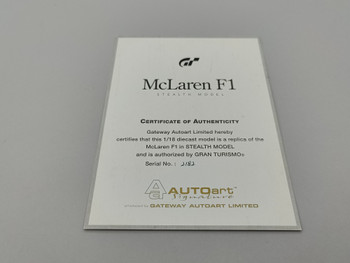 McLaren F1 Carbon Gran Turismo Black - Certificate McLaren F1 Carbon Gran Turismo Black - Certificate