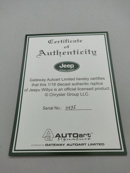 Jeep Willys - Certificate #0395 Jeep Willys - Certificate #0395