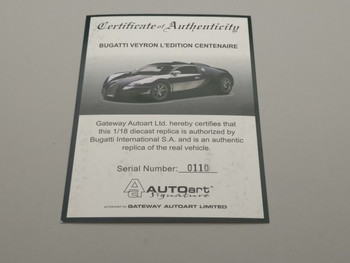 Bugatti Veyron L'Edition Centenaire Green - Certificate 0110 Bugatti Veyron L'Edition Centenaire Green - Certificate 0110