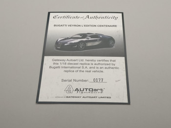 Bugatti Veyron L'Edition Centenaire Green - Certificate 0177 Bugatti Veyron L'Edition Centenaire Green - Certificate 0177