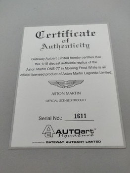 Aston Martin One-77 Morning Frost White - Certificate Aston Martin One-77 Morning Frost White - Certificate