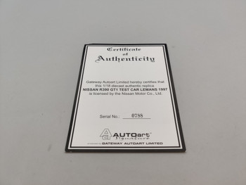 Nissan R390 GT1 Test Car 1997 - Certificate 0788 Nissan R390 GT1 Test Car 1997 - Certificate 0788