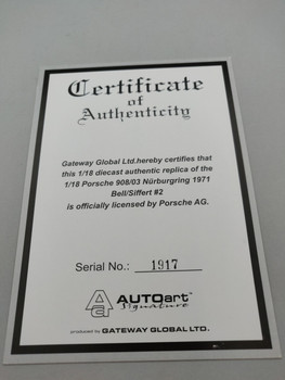 Porsche 908/03 #2 Winner 1971 - Certificate #1917 Porsche 908/03 #2 Winner 1971 - Certificate #1917