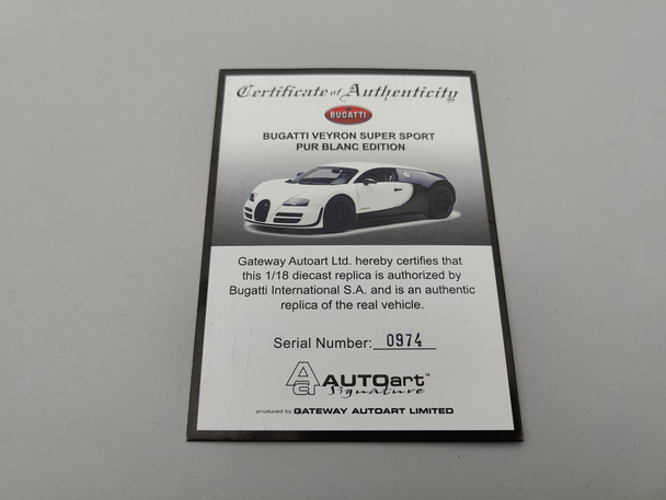 Bugatti Veyron Super Sport Pur Blanc - Certificate 0974