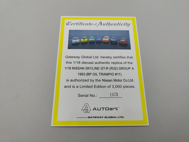 Nissan Skyline R32 GT-R Group A BP Oil Trampio - Certificate 1473