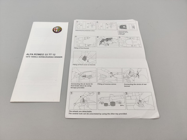 Alfa Romeo 33 TT 12 #1 Nurburgring  - Handbook / Instruction Sheet Alfa Romeo 33 TT 12 #1 Nurburgring  - Handbook / Instruction Sheet
