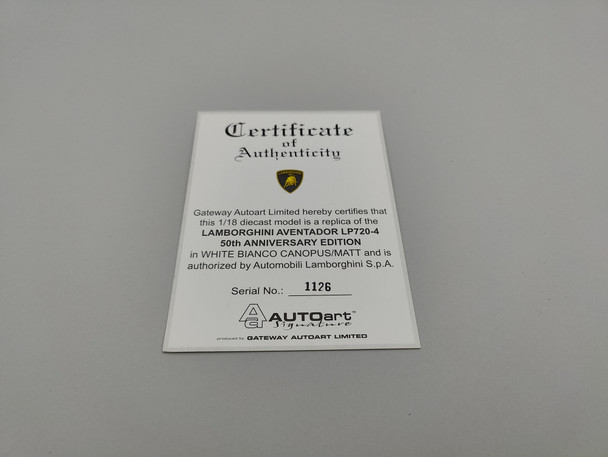 Lamborghini Aventador LP720-4 50Th White - Certificate 1126