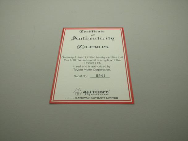 Lexus LFA Red - Certificate