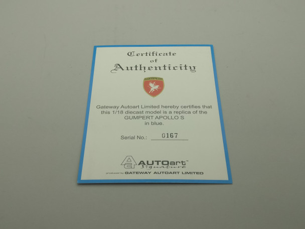 Gumpert Apollo S Blue - Certificate