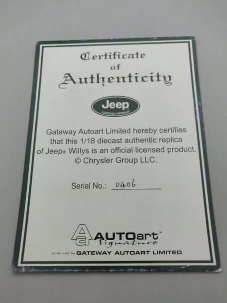 Jeep Willys - Certificate #0406