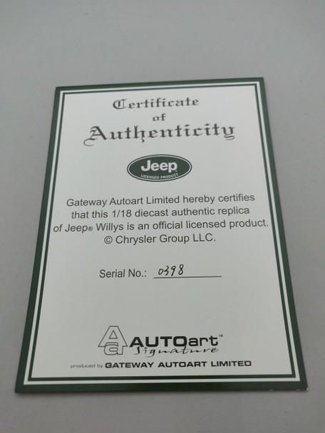 Jeep Willys - Certificate #0398