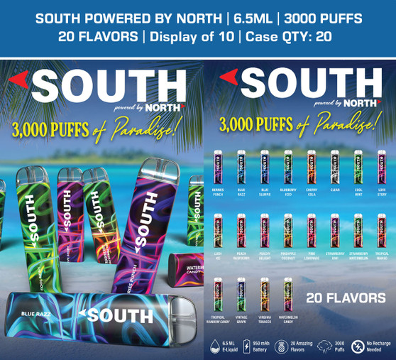 South Powered By North Vape 6.5ML 3K Puffs Disposable