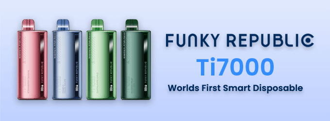  if you're ready to upgrade to a device that can handle your vaping needs, the Funky Republic Ti7000 is the perfect option. With its massive vape juice capacity, long-lasting battery.