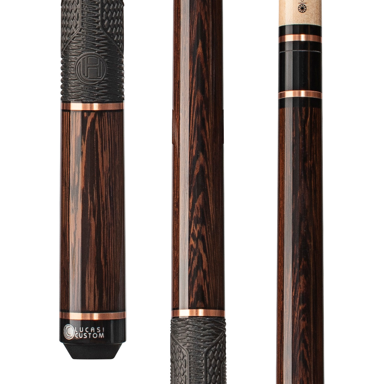 LHE41 Cue | Exotic Black Palm w/Hybrid Rose Gold Rings