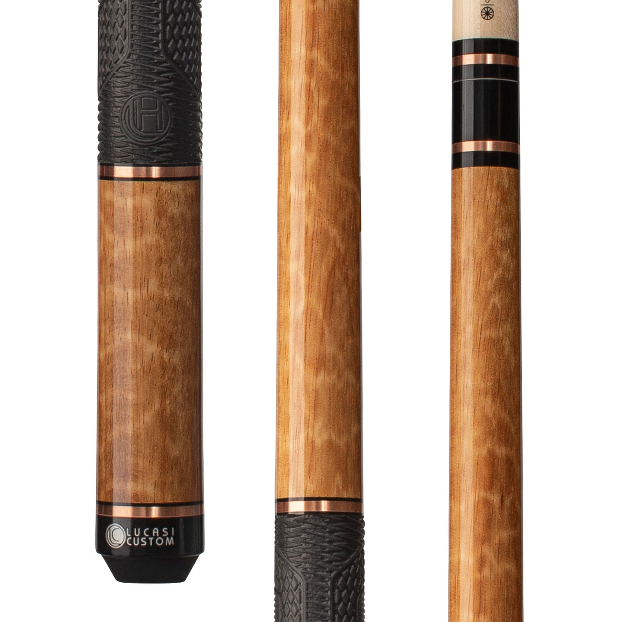 LHE42 Cue | Exotic Apitong w/Hybrid Rose Gold Rings