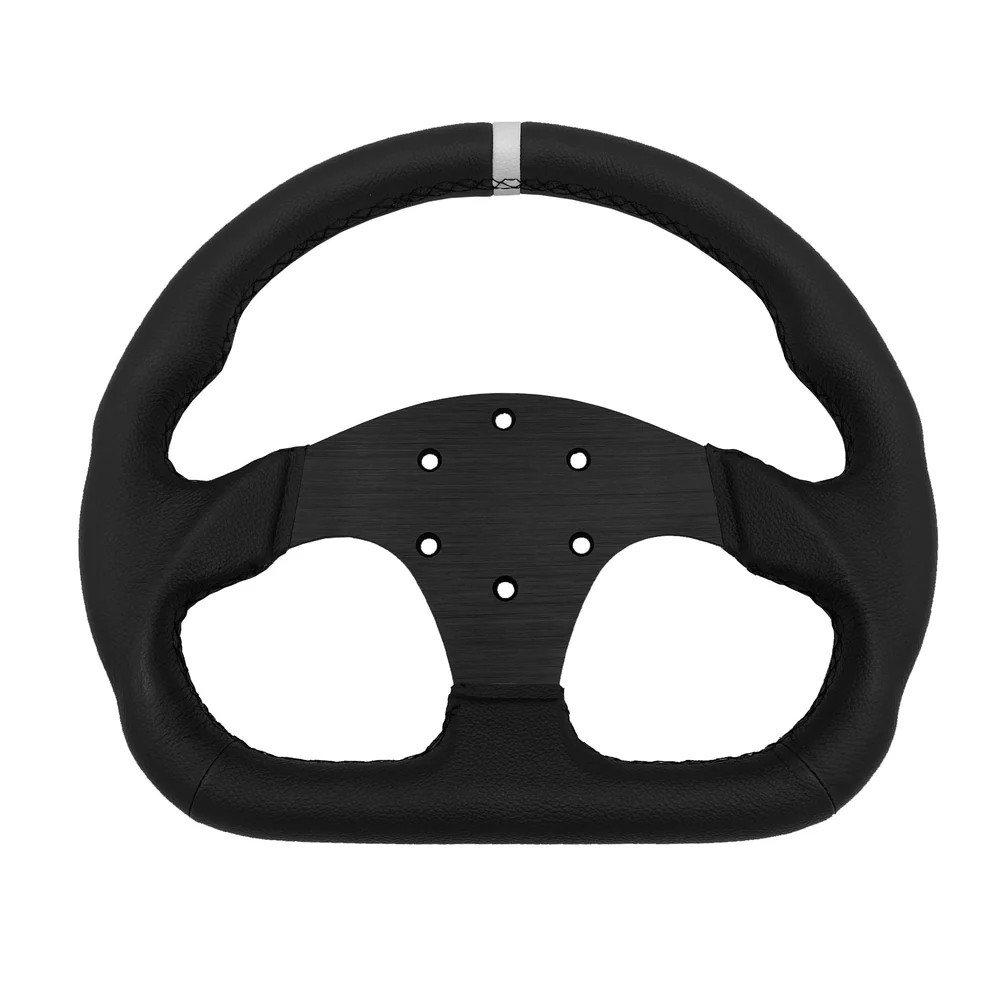Advanced D-Shape Leather Steering Wheel (330mm) | White Stitching/Red ...