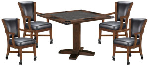 Rustic 2 in 1 Game Table Set - Elite Caster Game Chairs | Gunshot Finish Rustic 2 in 1 Game Table Set - Elite Caster Game Chairs | Gunshot Finish