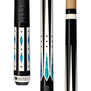 LHC98 | Midnight Black w/ Blue Recon ,Imt. Bone and Silver Crush Inlays, Elephant Embossed Black Leather Wrap LHC98 | Midnight Black w/ Blue Recon ,Imt. Bone and Silver Crush Inlays, Elephant Embossed Black Leather Wrap