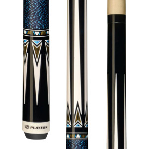 Players Black & Bocote Cue with Blue/Black Linen Wrap