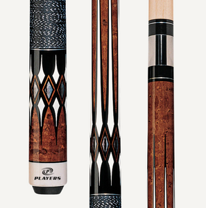 Players Antique Maple Curly & Black Cue with Black/White Linen Wrap