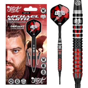 Shot Michael Smith Defiant Soft Tip Dart Set-90% Tungsten Centre Weighted