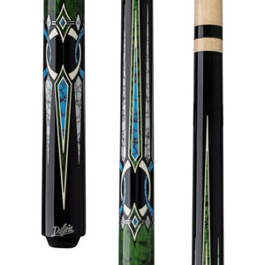 D-547 | Green Stain Curly & Blue Recon Wrapless Cue