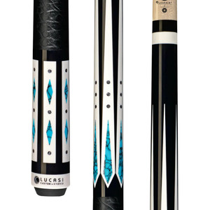 LHC98 | Midnight Black & Blue Recon Cue with Embossed Leather Grip