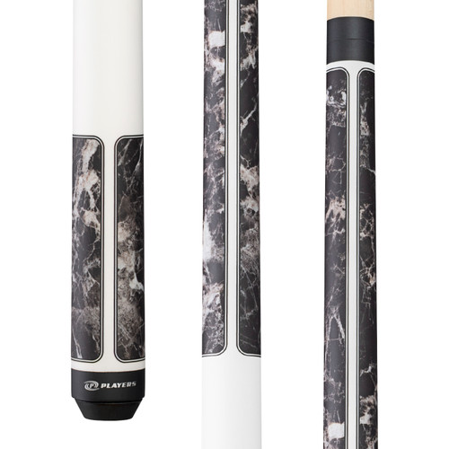 Players G4145 Cue | Matte Metallic White, Brown Marble