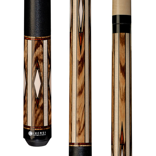 LZC33 | Birdseye Maple, Zebrawood, Imt. Bone Inlays w/ Cocobolo Accents, Black Lizard Embossed Leather Wrap