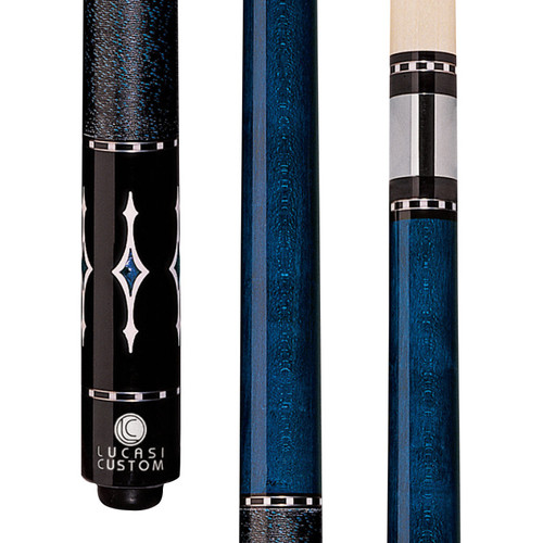LZE7 | Luminous Blue Birdseye Maple w/ Imt.Bone and Blue Luster Inlays, Black and Blue Linen Wrap 