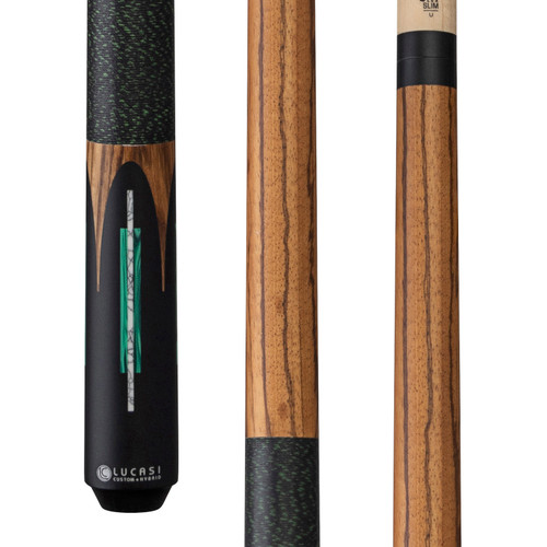 LUX60 | Matte Zebrawood, Malachite & White Recon Inlay design, Black & Green Linen Wrap, Slim Shaft Upgrade