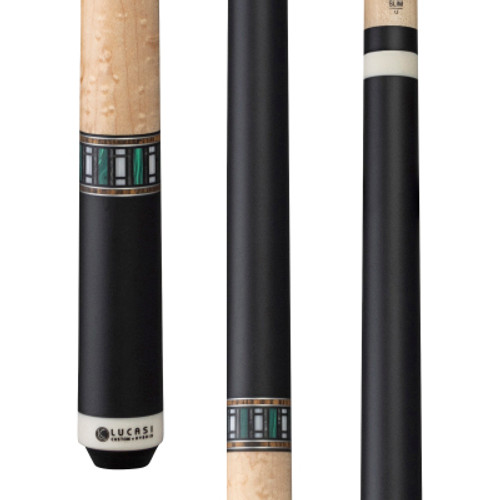 LUX61 | Matte Black, Custom Silver, Bocote, Malachite & Imt. Bone inlay Ring, Nat. Birdseye Handle, Slim Shaft Upgrade