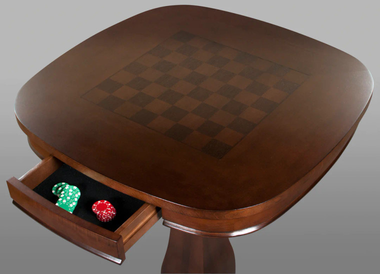 Signature Pub Table with Chess Inlay Signature Pub Table with Chess Inlay