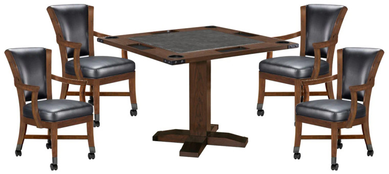 Rustic 2 in 1 Game Table Set - Elite Caster Game Chairs | Gunshot Finish Rustic 2 in 1 Game Table Set - Elite Caster Game Chairs | Gunshot Finish