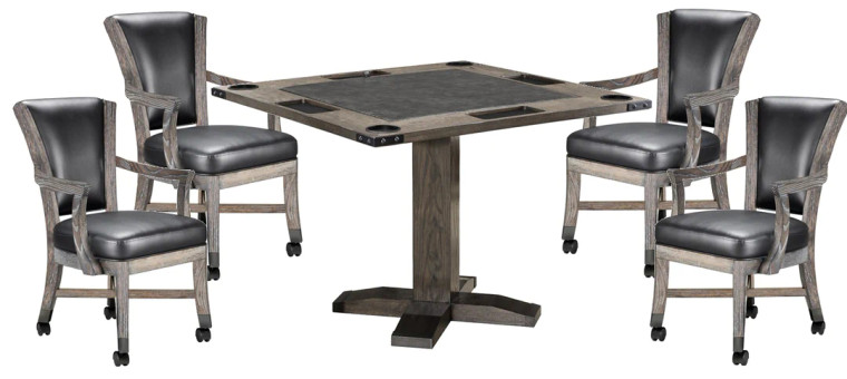Rustic 2 in 1 Game Table Set - Elite Caster Game Chairs | Smoke Finish Rustic 2 in 1 Game Table Set - Elite Caster Game Chairs | Smoke Finish