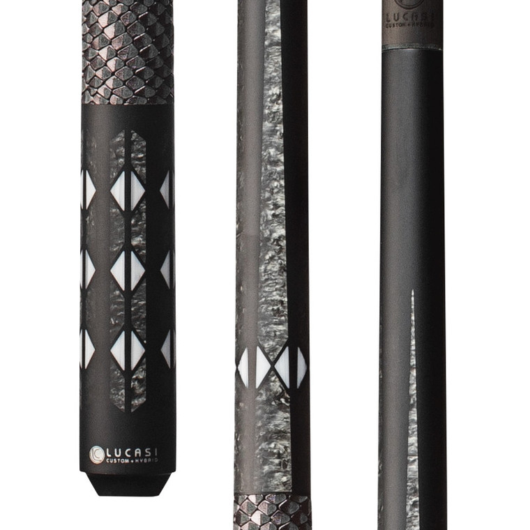 LP40 Carbon Fiber Composite | Matte Black Strip Pattern, Bone & Silver Crush Diamond LP40 Carbon Fiber Composite | Matte Black Strip Pattern, Bone & Silver Crush Diamond