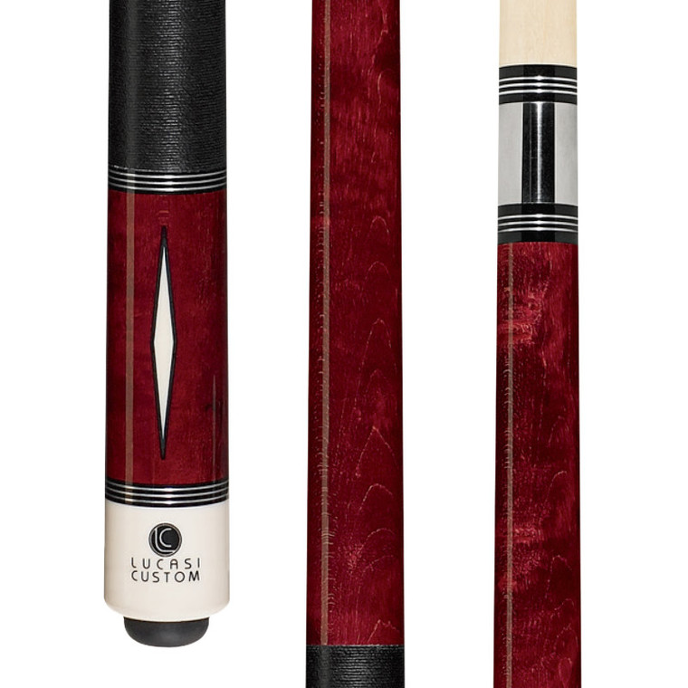 LZD1 | Venetian Red Stained Birdseye Maple w/ Imt. Bone Diamond Inlays, Black Linen Wrap 