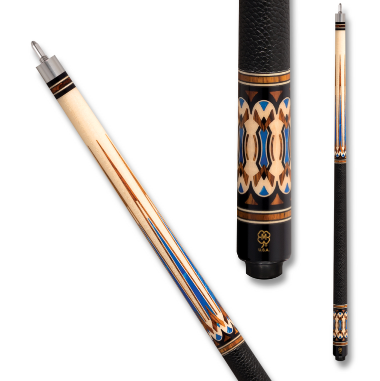 G1702 | Curly Maple, Blue Pearl Inlays, Black Pig Leather Wrap