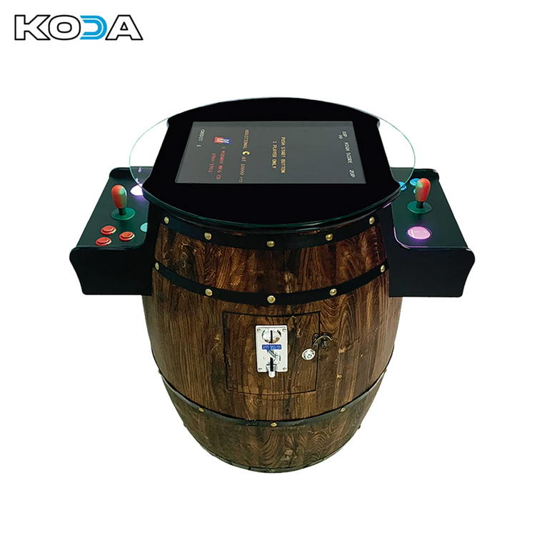 Koda Arcade Wine Barrel Table - 412 Classic Arcade Games (Includes Roller Ball)