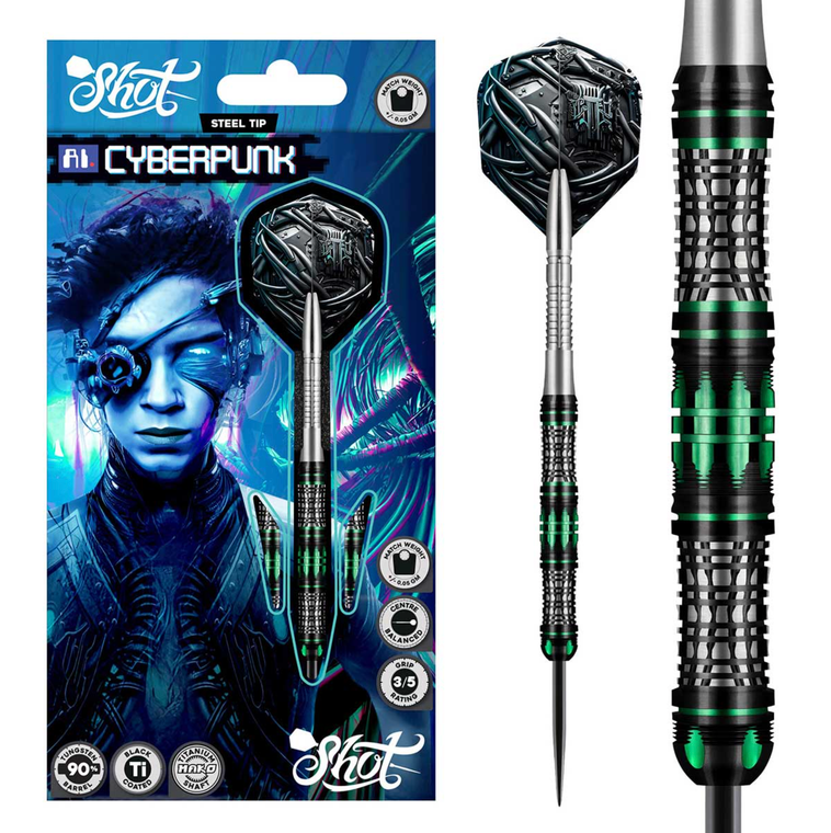 AI Cyberpunk Steel Tip Dart Set-90% Tungsten Barrels