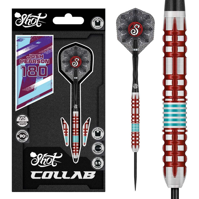 Collab Josh Pearson Steel Tip Dart Set-90% Tungsten Barrels