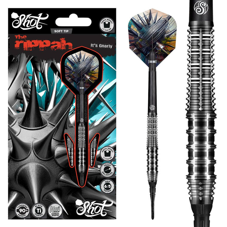 Gnarly Rippah Soft Tip Dart Set-90% Tungsten Barrels
