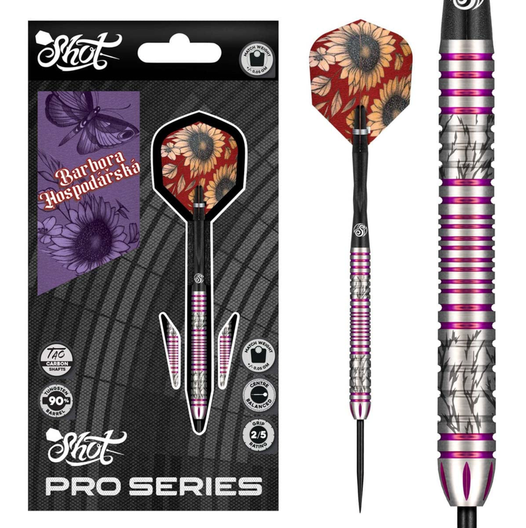 Shot Pro Series Barbora Hospodarska 2.0 Steel Tip Dart Set-90 Tungsten Barrels