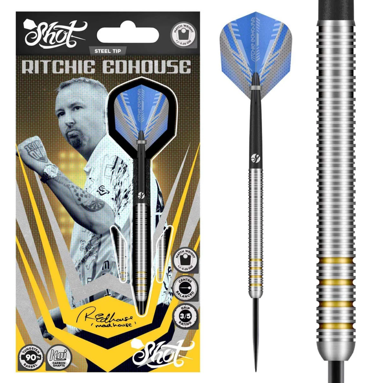 Shot Ritchie Edhouse Steel Tip Dart Set-90% Tungsten Barrels