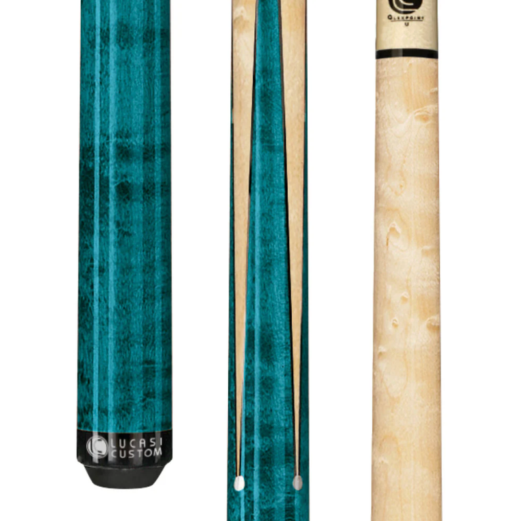 Lucasi Custom Teal Maple Sneaky Pete Wrapless Cue