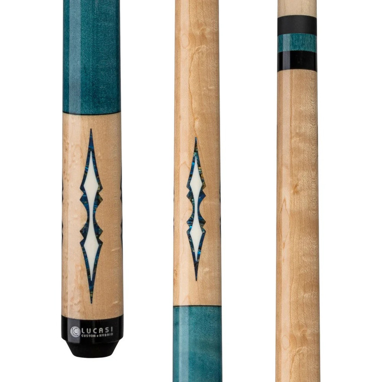 LZC59 | Walnut Birdseye & Aquamarine/Off-White Wrapless Cue