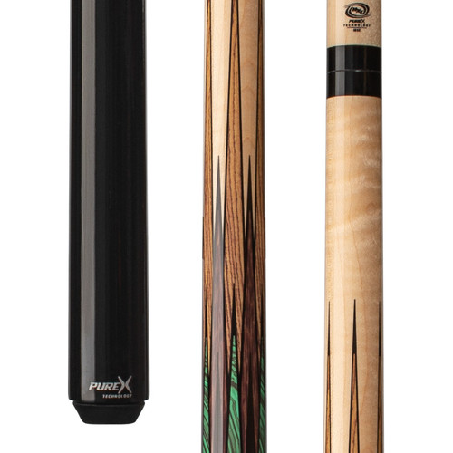 HXTSN2 Sneaky Pete Cue | Curly Maple w/Bocote & Malachite - wrapless