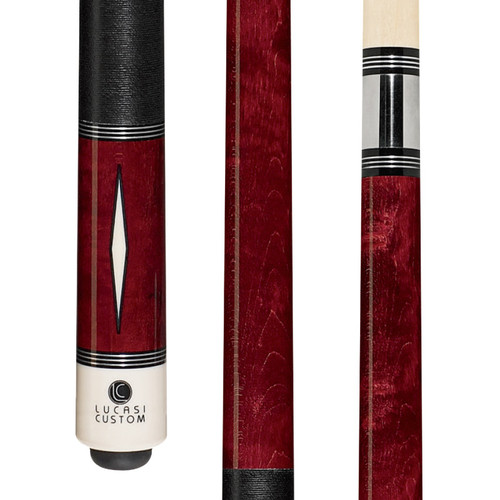 LZD1 | Venetian Red Stained Birdseye Maple w/ Imt. Bone Diamond Inlays, Black Linen Wrap