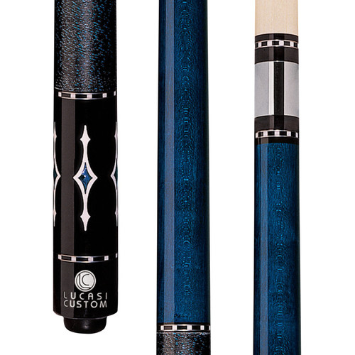LZE7 | Luminous Blue Birdseye Maple w/ Imt.Bone and Blue Luster Inlays, Black and Blue Linen Wrap