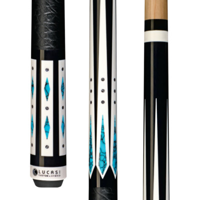 LHC98 | Midnight Black w/ Blue Recon ,Imt. Bone and Silver Crush Inlays, Elephant Embossed Black Leather Wrap
